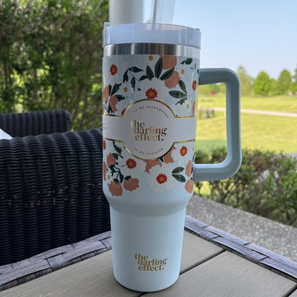 40 ounce Flower Talk Tumbler with Handle